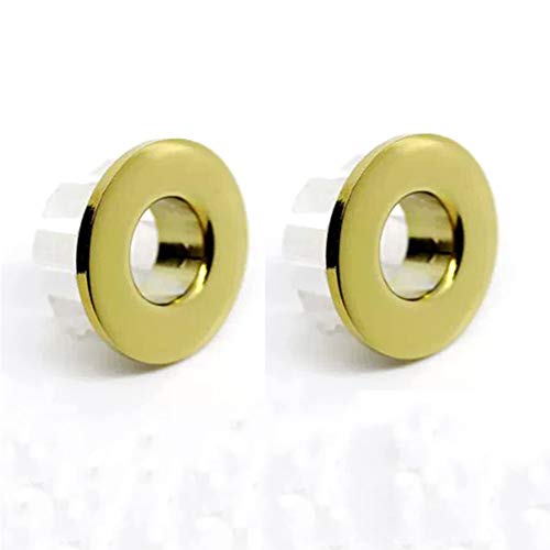 Sink Basin Trim Overflow Cover Brass Insert in Hole Round Caps Gold 2 PCS