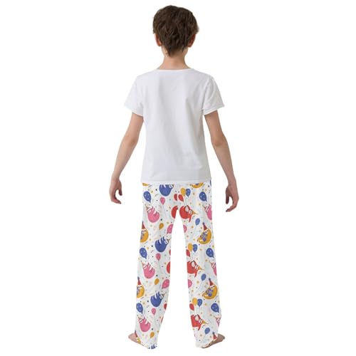 ZZXXB Happy Birthday Sloth Boys Long Pants Soft Trousers Elastic Waist Kids Lounge Bottoms with Pockets S-XL3
