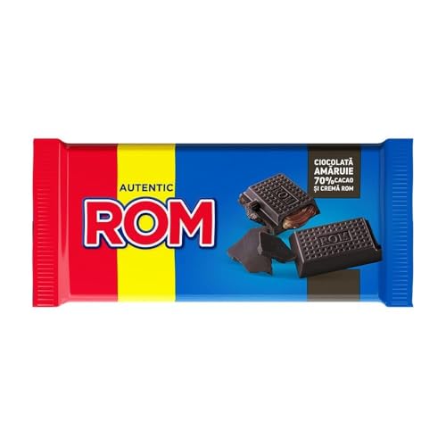 ROM Autentic Chocolate Amargo 70% Cacao con Crema de Ron, 88 g