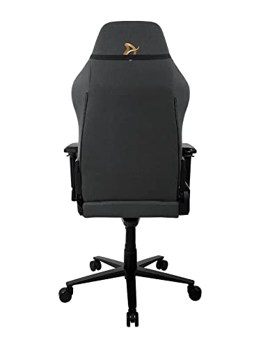 Arozzi Primo Premium Woven Fabric Gaming Chair Office Chair With High Backrest Recliner Swivel Tilt Rocker 4D Armrests Neck Pillow Built-In Lumbar Adjustment Height - Dark Grey With Gold Accent #TOP3