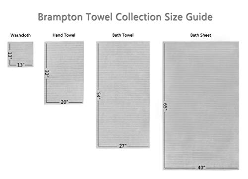 Classic Turkish Towels - Luxury Ribbed Towel Set For Bathroom, 100% Turkish Cotton, Quick Dry, Soft And Absorbent Bath, Hand, And Fingertip Towels, Brampton Collection - 6-Piece Set (Platinum) #TOP6