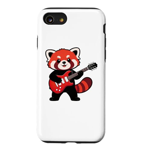 Vintage Red Panda Punk Music Playing Guitar �X�}�z�P�[�X iPhone SE (2020) / 7 / 8 �p