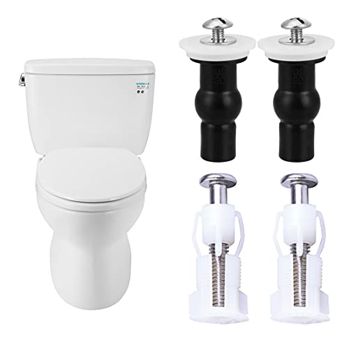 Universal Toilet Lid Seat Replacement Parts Kit - Toilet Seat Hinges, Bolts, Expanding Rubber Top Nuts, Screws (2 Kinds)