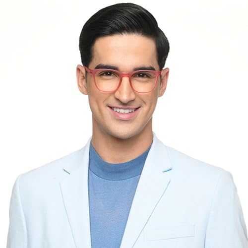 Image of HUSTLR Lenskart | Zero Power Bluecut & Antiglare Computer Eyeglasses | Full Rim Square Shape | As Seen On Shark Tank | For Men & Women | Medium | LB E14058-W