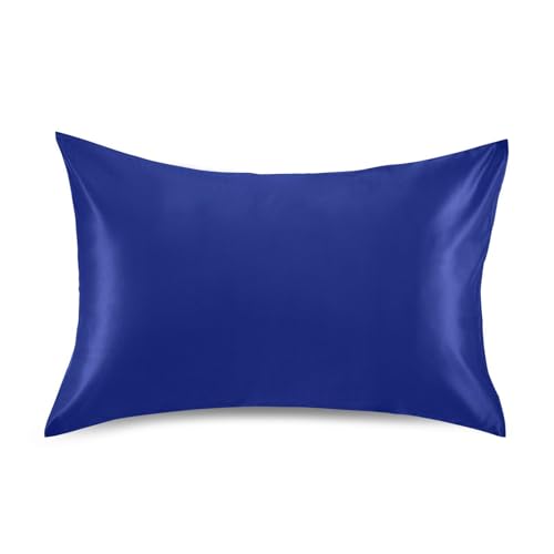 Navy Blue Satin Rectangle Pillowcase Soft Throw Pillow Cover for Sofa Car Bedroom Living Room 30x20in