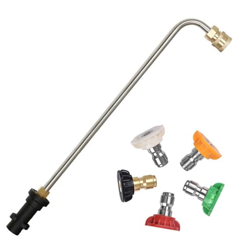 Varita de extensión de lanza para lavadora a presión, 15.4 pulgadas, extensión de varita de lanza para Karcher K2 K3 K4 K5 K6 K7, varillas curvadas de 90°, conexión rápida de 1/4 pulgadas