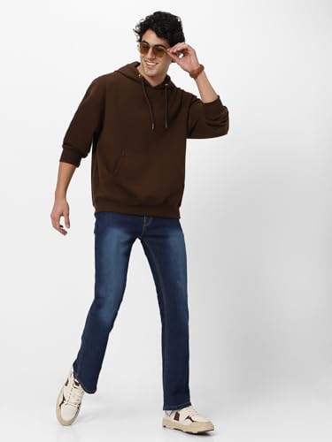Image of Urbano Fashion Men's Cotton Solid Oversized Hooded Neck Sweatshirt