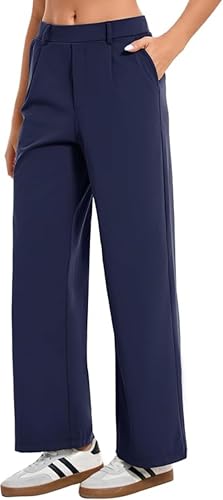 Image of Oyamiki Women's Casual High Waisted Dress Pants Wide Leg Work Pants Trousers with Pockets Fashion Fall Office Outfits