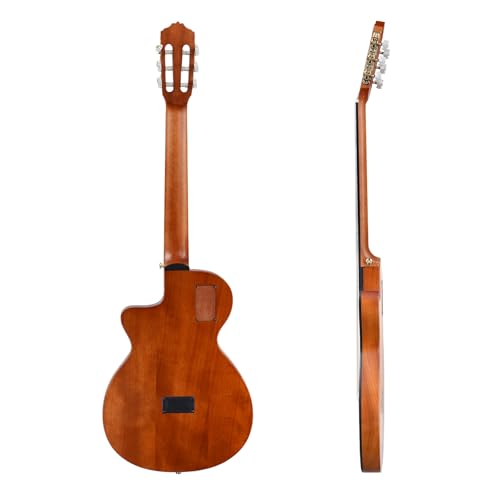 Image of Kadence KCLTB300 39 inch Classical Electro Acoustic Guitar | Slim Body Cutaway Travel Guitar | Spruce Wood | Built-in Pickup + 2 Band EQ | Comes with Bag | Includes Learning Course | Light Brown