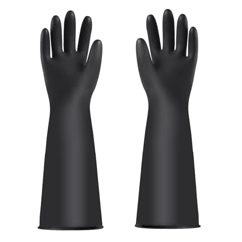 YONG-SHENG Heavy Duty Latex Gloves, Chemical Resistant Gloves, Industrial Gloves, Resist Strong Acid, Alkali and Oil, Rubber Garden Gloves (Thicker, 45CM)