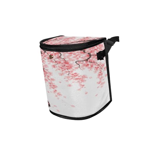 Image of senya Car Trash Can Car Garbage Can Car Waste Basket, Leak-Proof Car Trash Bin,Japanese Cherry Tree Blossom Car Trash Hanging Car Accessories Interior Car Organizer Bag