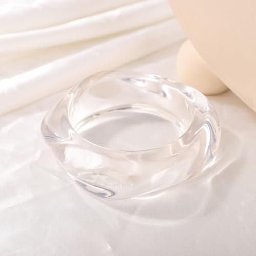 Image of JWICOS Resin Bangle Bracelet for Women Acrylic Cute Chunky Bracelet for Women Exaggerated Irregular Acrylic Resin Wristband Bracelet Bangle