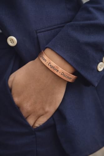 Image of Touchstone Inspirational Copper Engraved Magnetic Bracelets for Women-Personalized Jewelry Gifts for Best Friend /Mom /Daughter /Sister - In a Pretty Gift Box Dream Explore Discover Love