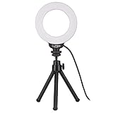 LuMee Studio - Ring Light with Tripod Stand - 4 Inch - Tripod and Laptop Clip Included - Black