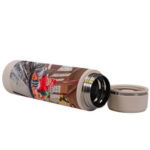 Personalisierte Thermosflasche von Dottie Bottle - Trinkflasche 'Lilly' mit eigenem Bild oder Text bedrucken - Cremfarbene Flasche aus Edelstahl