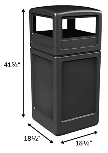 Commercial Zone-73290199 Polytec 42 Gallon Square Waste Container With Dome Lid Color: Black #TOP5