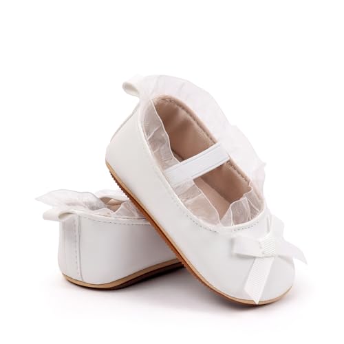 Baby Girls Princess Shoes, Soft PU Leather Bow Non-Slip Bottom First Walker Shoes Toddler Shoes2