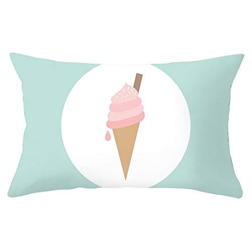 Mesnt Fundas de almohada de poliéster con helado, color azul y blanco, estilo 2, 30 x 50 cm Cover