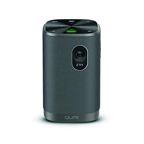 Qumi Z1H, kompakter Projektor, Kombiprojektor mit Bluetooth Lautsprecher, LED Beamer, WLAN wireless mirroring, integrierter Akku, 300 Lumen,