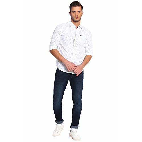 Image of Wrangler Men White Printed Slim FiT-Shirt