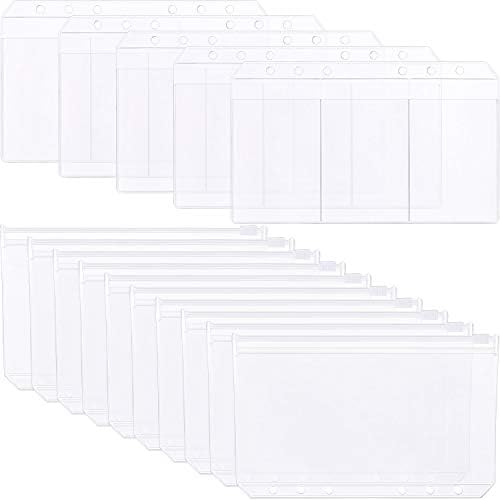30 Pieces A6/ A6 Size Binder Pocket 6 Holes Loose Leaf Bags A6 Size Binder Zipper Folders Plastic File Document Bags and Business 3-Card Storage Bag for Home Office School Supplies
