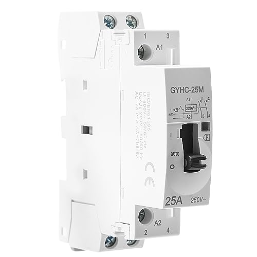 Ailao Contacteur 220V Contacteur AC Domestique Contacteur AC Monophasé 2P 25A 2NO Rail DIN Contacteur Automatique Manuel, Télécommande, Éclairage, Chauffage,...