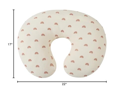 Image of Onacosht Muslin Nursing Pillow Cover Soft 100% Cotton Feeding Pillow Slipcover Fits Standard Infant Nursing Pillow for Boy and Girl, Rainbow Printing