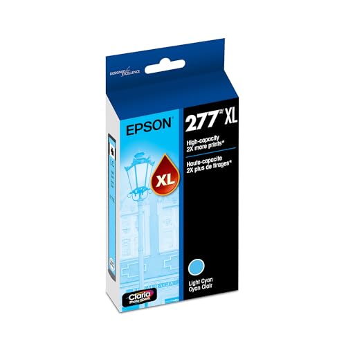 EPSON 277 Claria Photo HD Ink High Capacity Light Cyan Cartridge (T277XL520-S) Works with Expression Photo XP-850, XP-860, XP-950, XP-960, XP-970