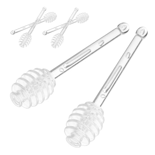 DECORNIJIA 6個蜂蜜ディッパースティック スパイス攪拌兼用 ジャム シロップ用透明スティック 蜂蜜ポットになミキシング サービング
