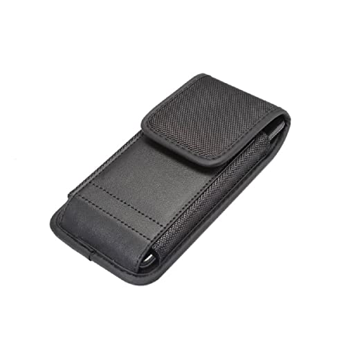 DFV mobile - Vertical Belt Holster Pouch with Card Slot Leather and Nylon for Smartphone for Google Pixel 10 (2025)向け - Black