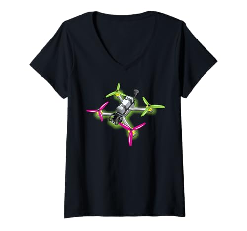 Mujer Freestyle FPV Racing Drone Pilot Acro Quadcopter Sandía Camiseta Cuello V
