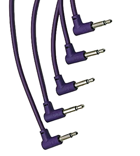 Câble patch Eurorack modulaire coudé 15 cm violet Luigis M-PAR mini-jack synthé lot de 5