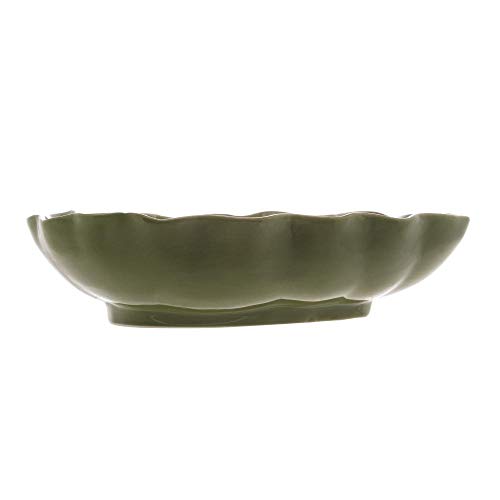 Prato decorativo de ceramica banana leaf verde 28,5x27x7cm lyor