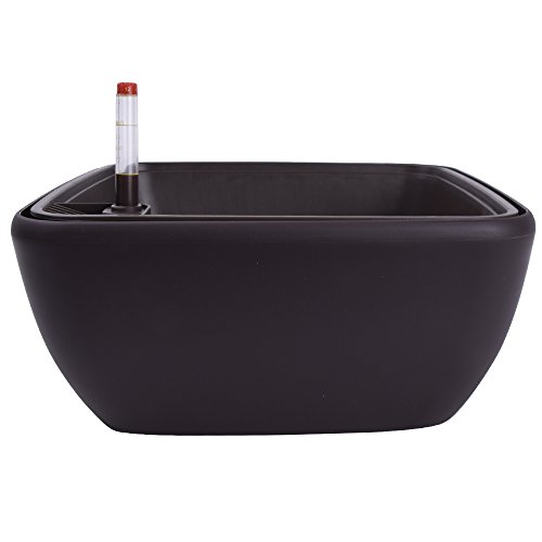 Vencer 10.8 Inch Plastic Square Self Watering Planter,Water Indicator,Modern Decorative Planter Pot for All House Plants Flowers,Herbs,Vegetables,Tropical,Coffee,VF-049C