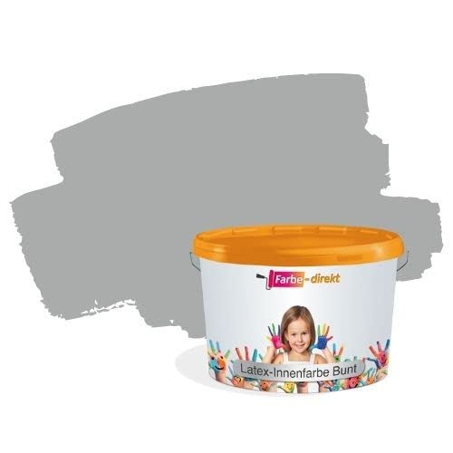 Latex-Innenfarbe bunt Farbe-Direkt Wandfarbe grau Favourite Grey 4 10 L strapazierfähig atmungsaktiv Cover