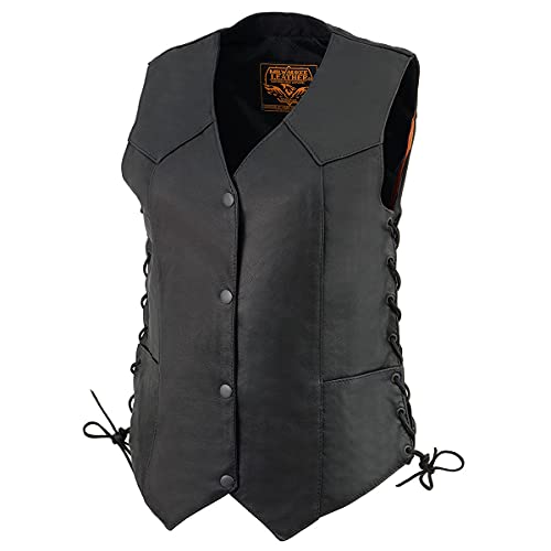 Image of Milwaukee Leather Women's Premium Classic Leather Motorcycle Rider Vest w /Adjustable Side Laces