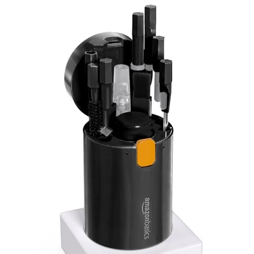 Image of Amazon Basics 20-in-1 Multipurpose Cleaning Kit for Laptop, PC Monitor, Keyboard, Desktop, MacBook, iPhone, Phones and Earbuds (Black)