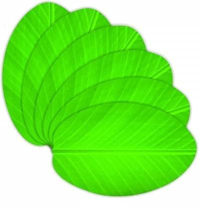 Image of CRAFT CITY Banana Leaf Design Table Place mat PVC 6 Pieces Dining Table Placemat Set for Home Decor & Kitchen (Green) Pack f 6