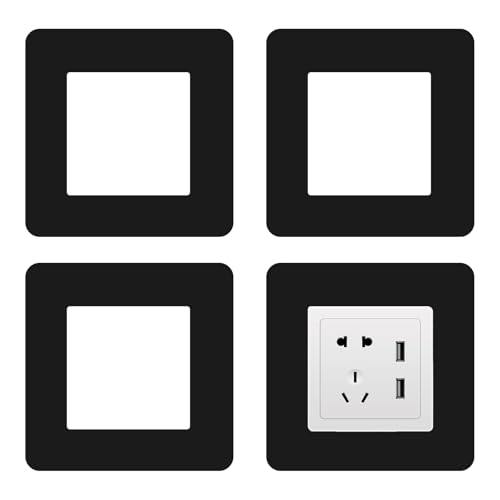4 Piezas Protector Interruptor de Luz Negro – Placa Envolvente para Interruptor de Pared Acrílico, Cubierta de Interruptor de Luz sin Residuos, Protección contra Huellas (14.3x14.3cm)