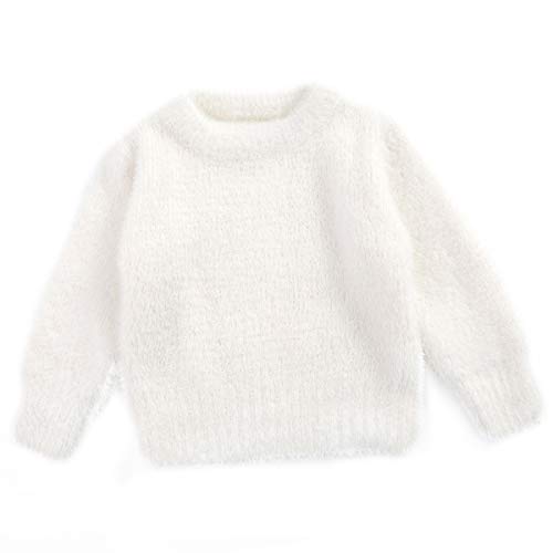 Curipeer Baby Sweater Solid Thick Basis Pullover Sweater Turtleneck Longsleeve Fall Clothes for Baby Girl and Boy White 3-4 T