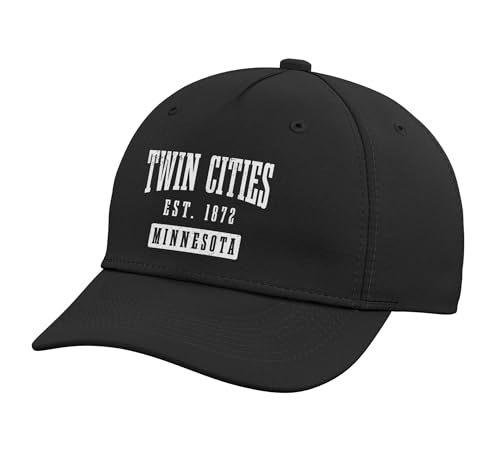 Twin Cities Minnesota 1872 Vintage Adjustable Printed Baseball Hat, Black