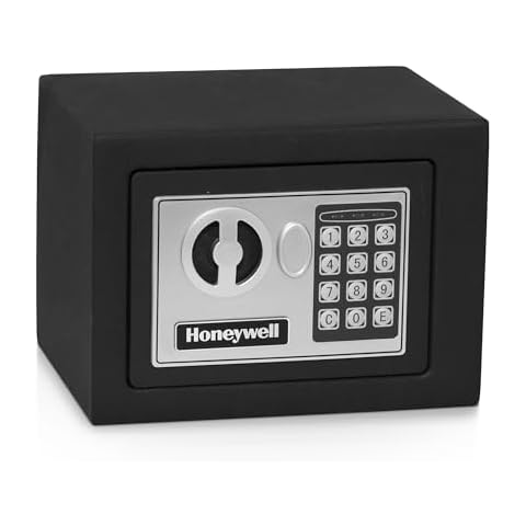 Honeywell Safes & Door Locks - Bolt Down Small Safe Box with Digital Lock for Home - Steel Security Electronic Lock Box - Cabinet & Door Design Safe with 2 Keys - 0.17-Cubic Feet - Black - 5005 Cover