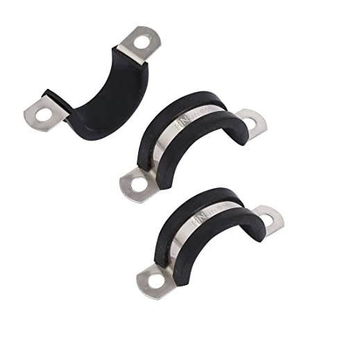 Tool parts 25mm Dia EPDM Rubber Lined U Shaped Pipe Tube Wire Clamps Clips 3pcs