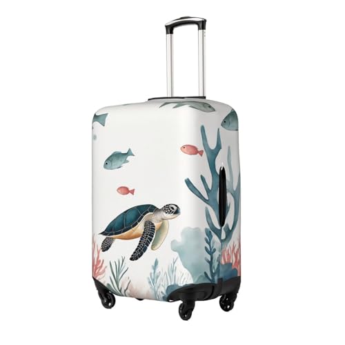 Ocean Life Coral Turtle Fish Luggage Cover Elastic Washable Protector Anti-Scratch Travel Suitcase Covers With Concealed Zipper For 18-32 Inch Luggage Large2
