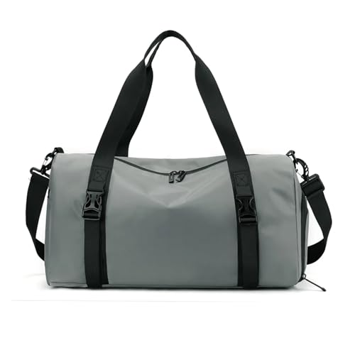 Sac de sport grande capacité gris avec compartiment chaussures et séparation sec humide