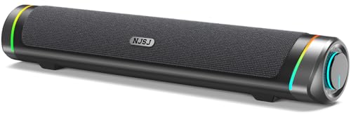 NJSJ Computer Lautsprecher, Stereo 2.0 PC Soundbar, USB-betriebene Gaming Lautsprecher mit 3,5 mm Eingang, Hi-Fi Stereo Sound, Boxen mit bunten RGB-Leuchten, für Desktop, Laptop, Smartphone, MAC