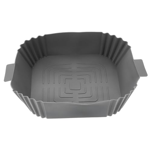 DECHOUS 3pcs Silicone Air Fryer Liner Non-stick Baking Bowl Handle Design Reusable Grey for Air Fryer Cooking Easy Cleanup for Snacks Chicken