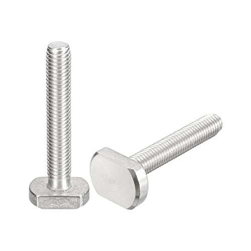 Image of uxcell T-Slot Bolts, 2pcs M10x60mm T Slot Drop-in Stud Sliding Bolts 304 Stainless Steel T Shape Screws for T Track