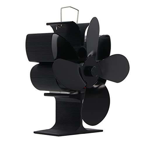 Respicefinem Ventilador de estufa de leña accionado por calor, 4 aspas, silencioso, ventilador de chimenea de arranque automático, 152 mm de diámetro, resistente a la temperatura