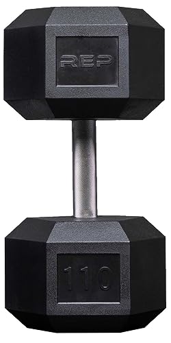 Rep Rubber Hex Dumbbell, 110 lb Single